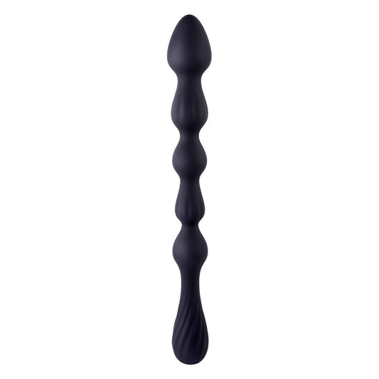 10.5 Inch Ribbed Silicone Anal Ball Beads Black