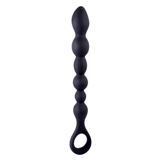 10 Inch Ribbed Silicone Anal Ball Beads Black