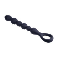 10 Inch Ribbed Silicone Anal Ball Beads Black