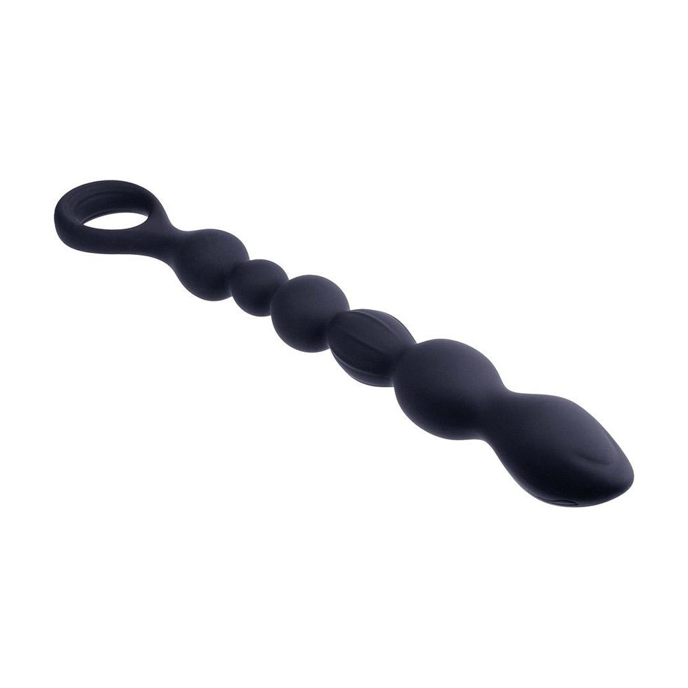 10 Inch Ribbed Silicone Anal Ball Beads Black