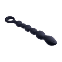 10 Inch Ribbed Silicone Anal Ball Beads Black