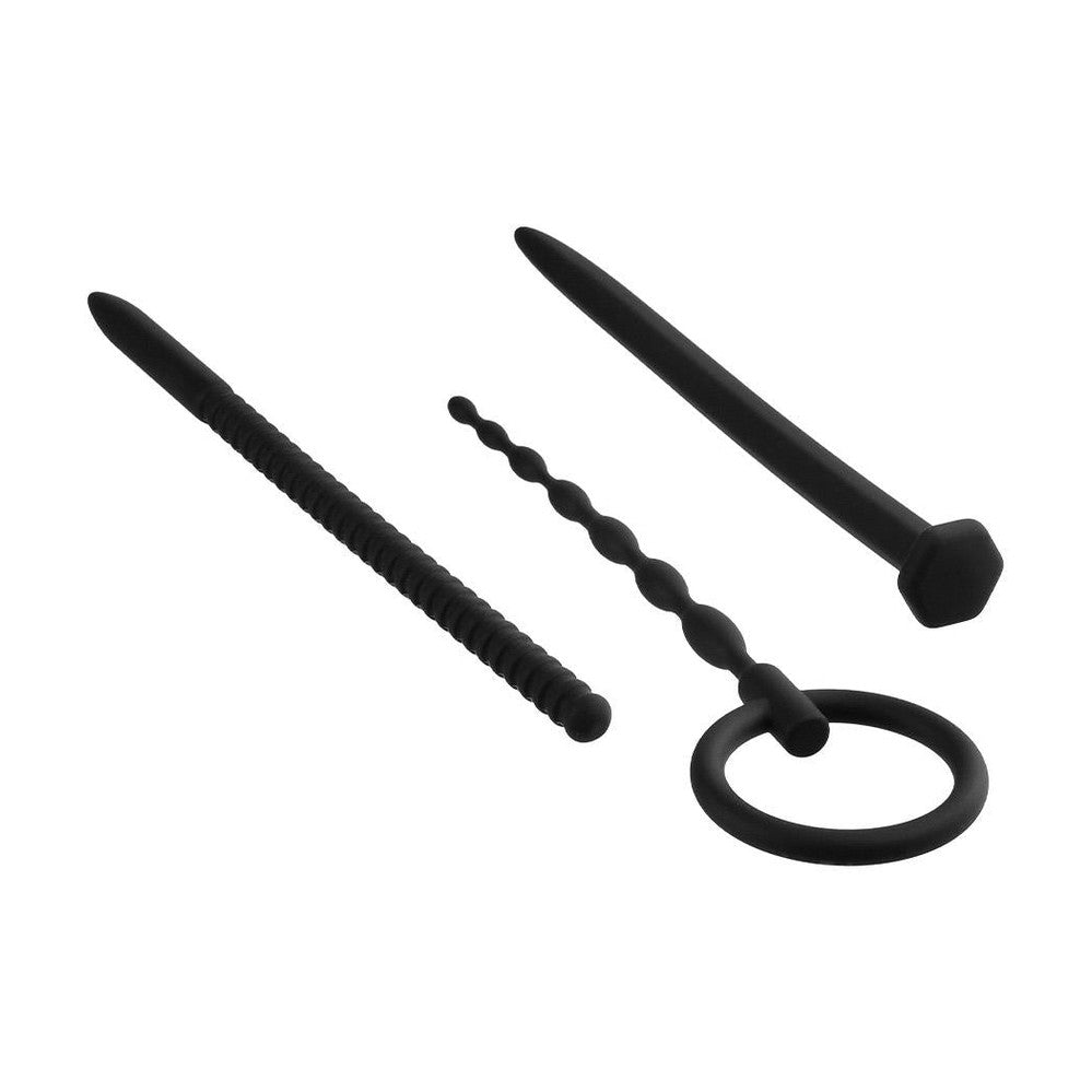 3 In 1 Silicone Urethral Sound Kit Set Black