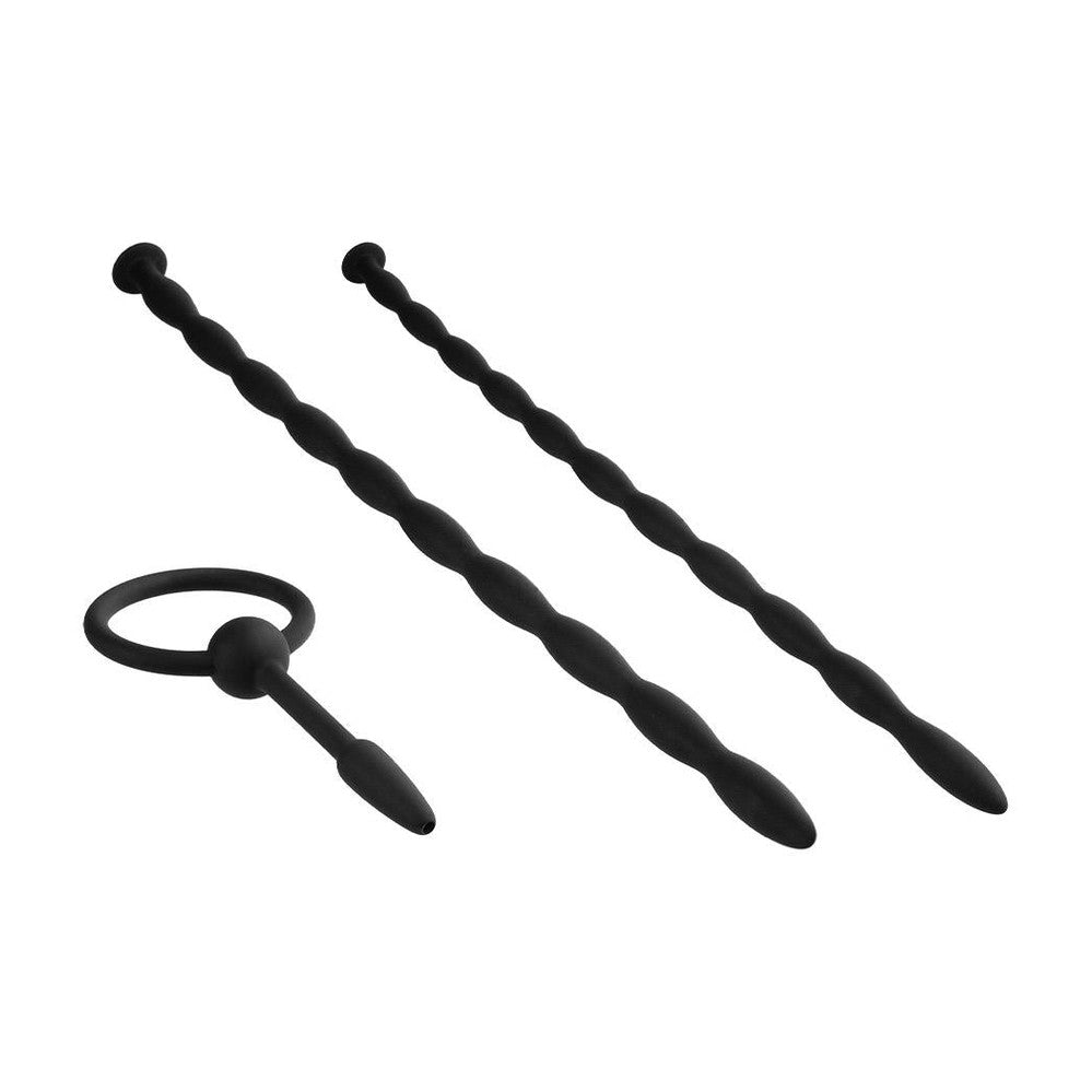 3 In 1 Silicone Urethral Sound Kit Set Black