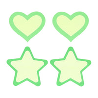 Pasties Glow In The Dark Hearts And Stars Grn