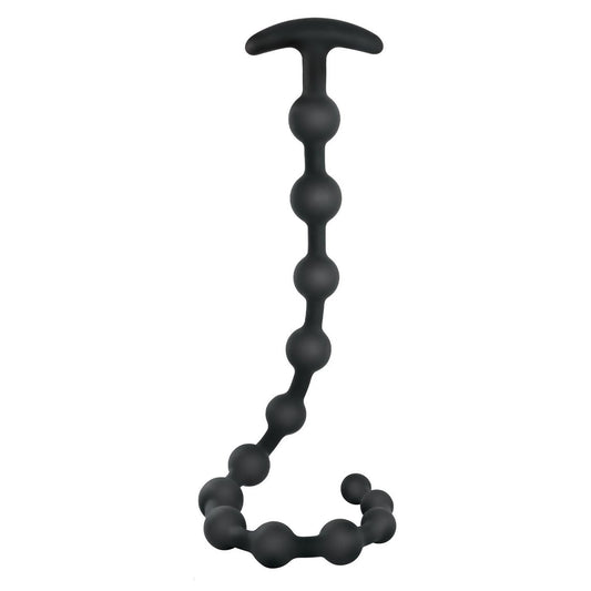 19 Inch Ribbed Silicone Anal Beads Black