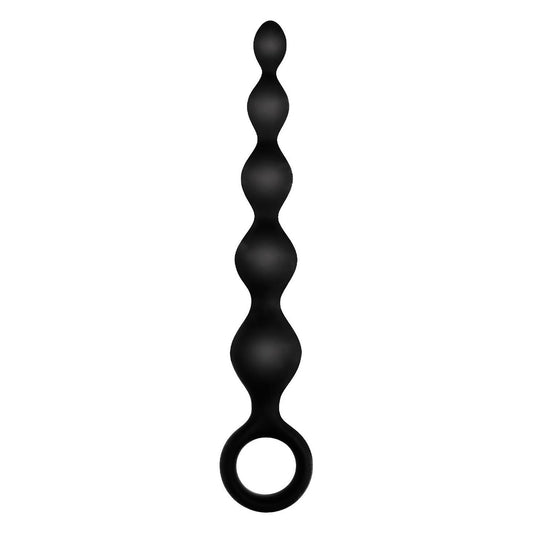 5.5 Inch Ribbed Silicone Anal Beads Black