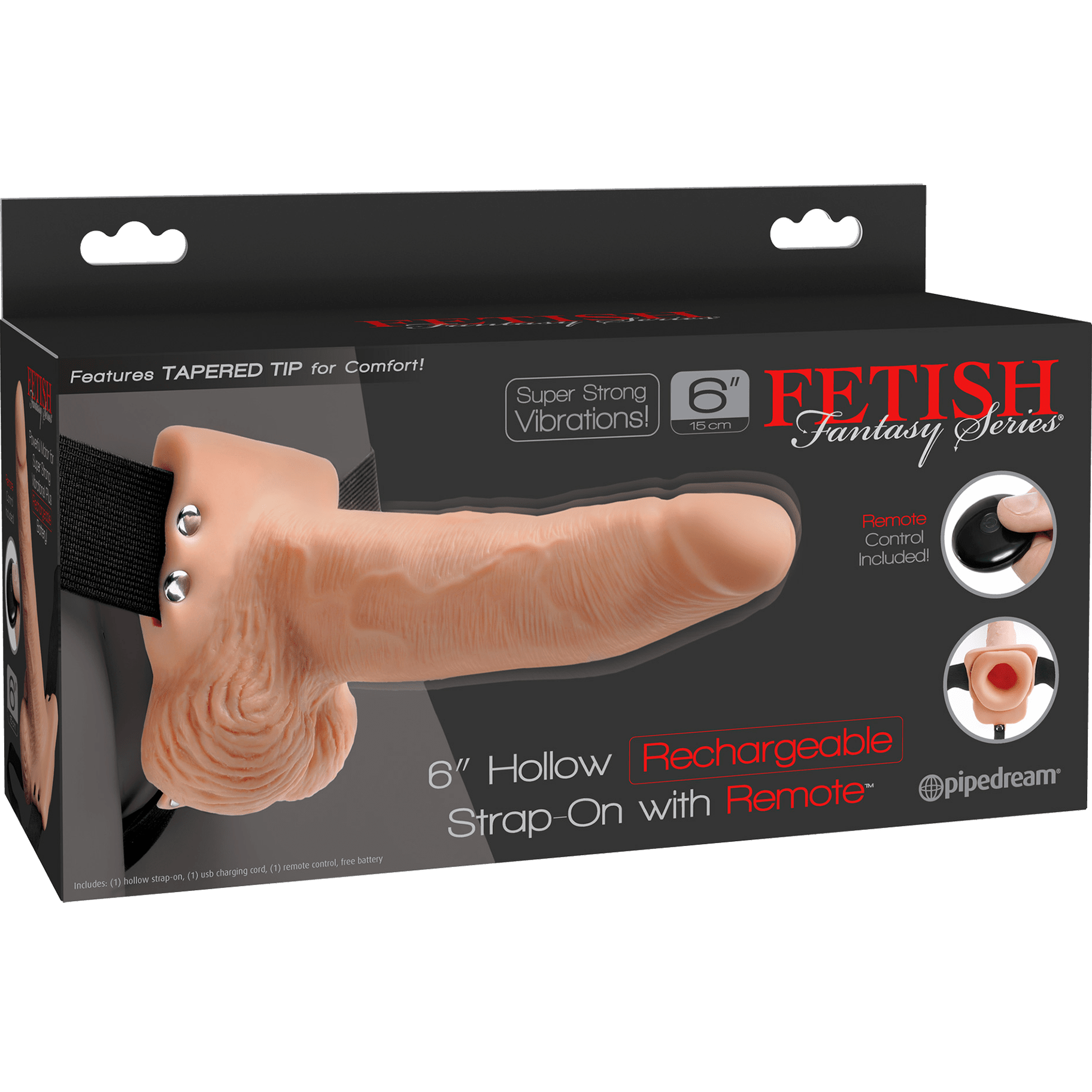 6 Inch Hollow Strap-On With Remote Light