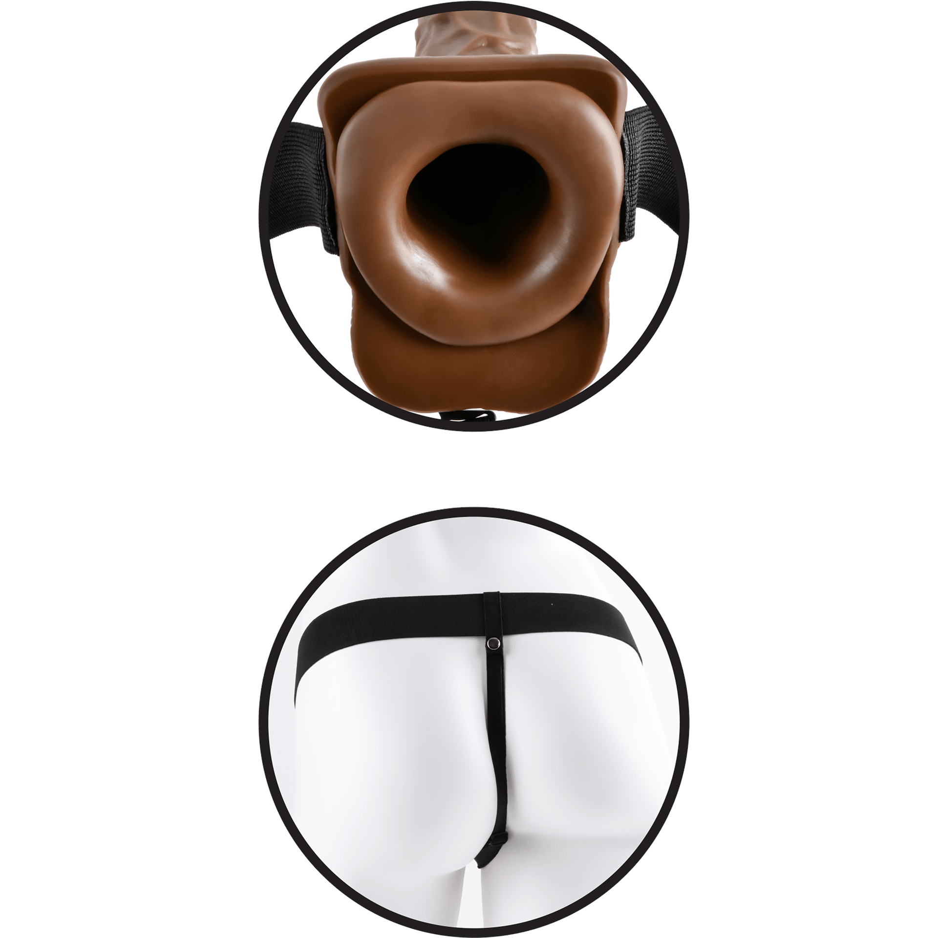 7 Inch Hollow Strap-On With Ball Brown