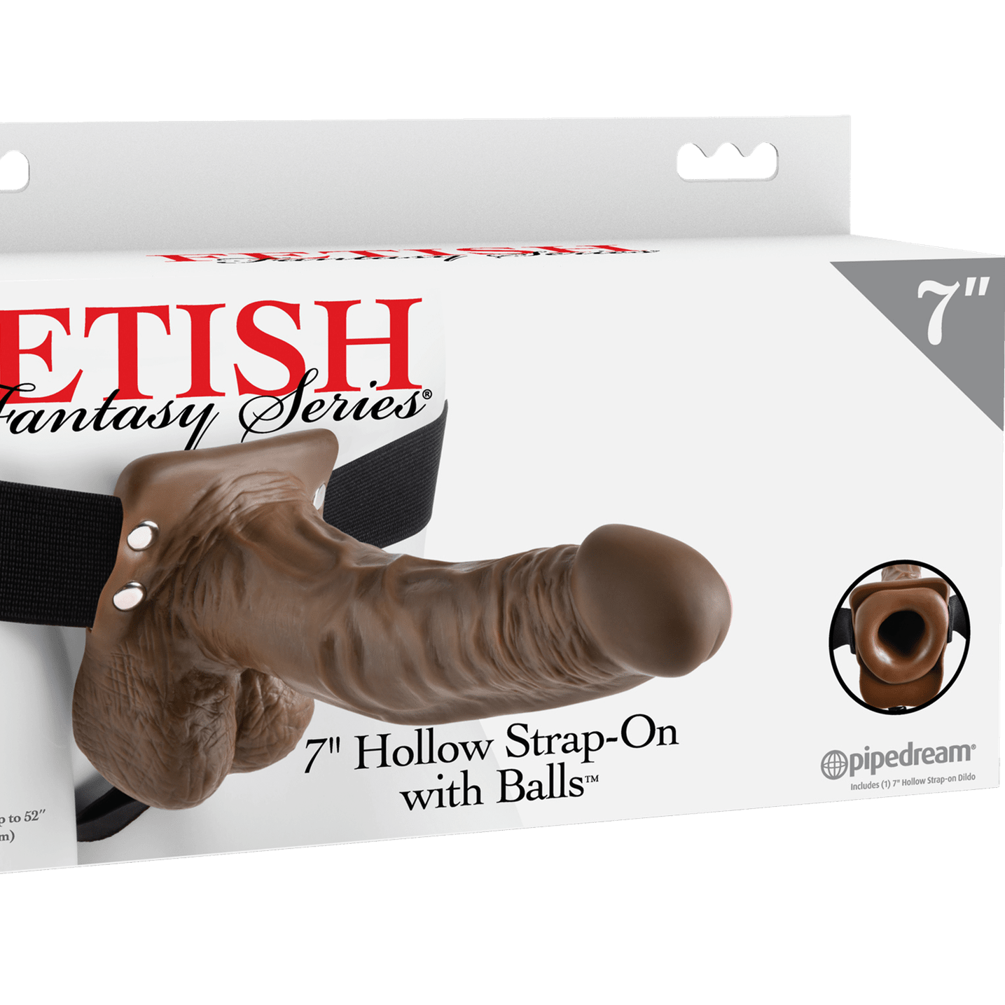 7 Inch Hollow Strap-On With Ball Brown
