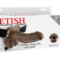 7 Inch Hollow Strap-On With Ball Brown
