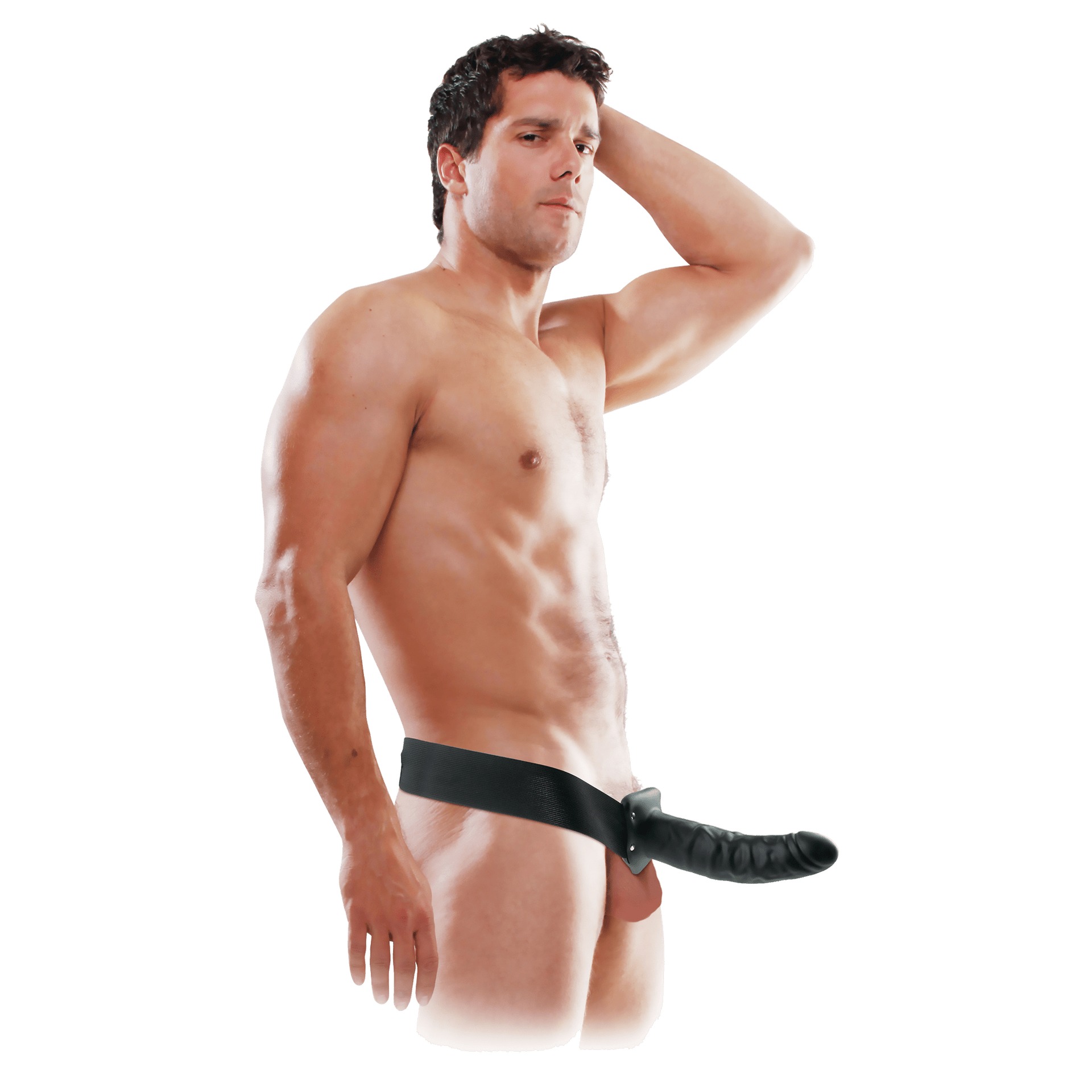 8 Inch Hollow Strap-On Black