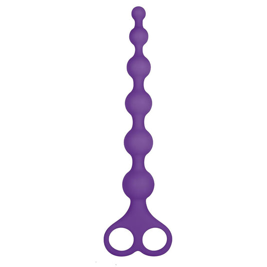 8 Inch Ribbed Silicone Anal Beads Purple