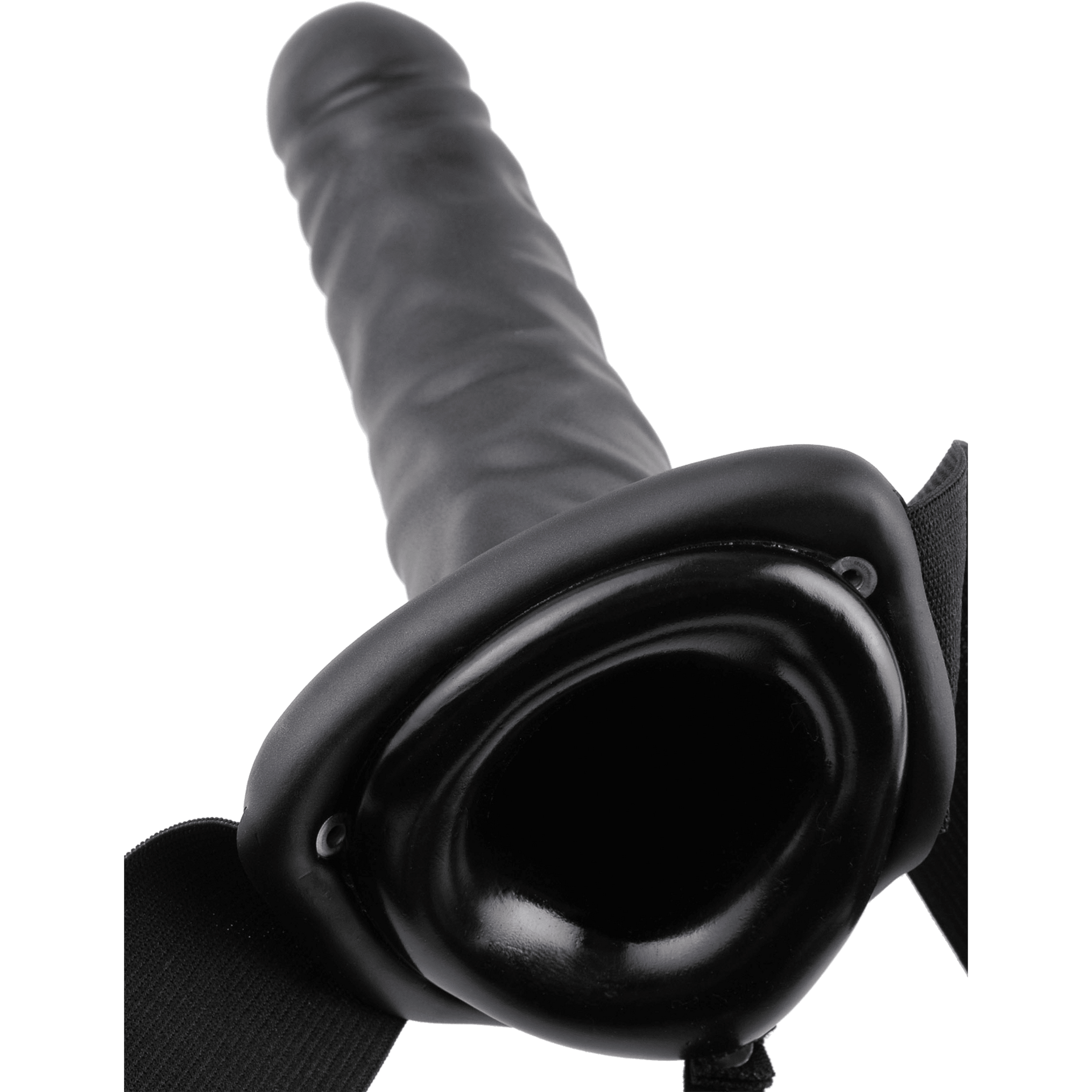 8 Inch Vibrating Hollow Strap-On Black