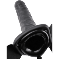 8 Inch Vibrating Hollow Strap-On Black