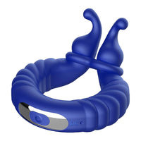 F-24 Textured Vibrating Cockring Blue