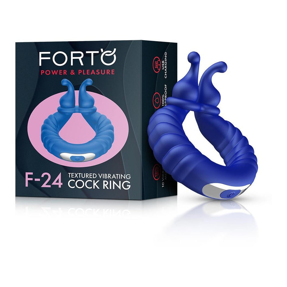 F-24 Textured Vibrating Cockring Blue