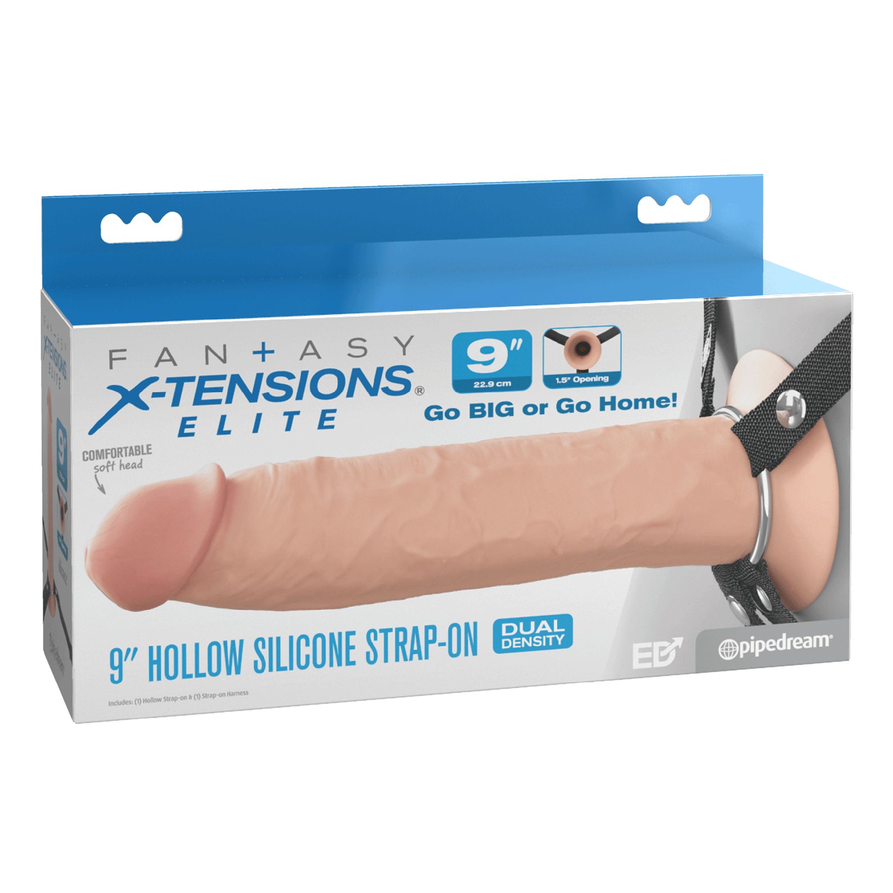 9 Inch Silicone Hollow Strap-On Dual Density