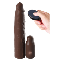 9 Inch Sleeve Vibrating 3 Inch Plug With Remote Brown