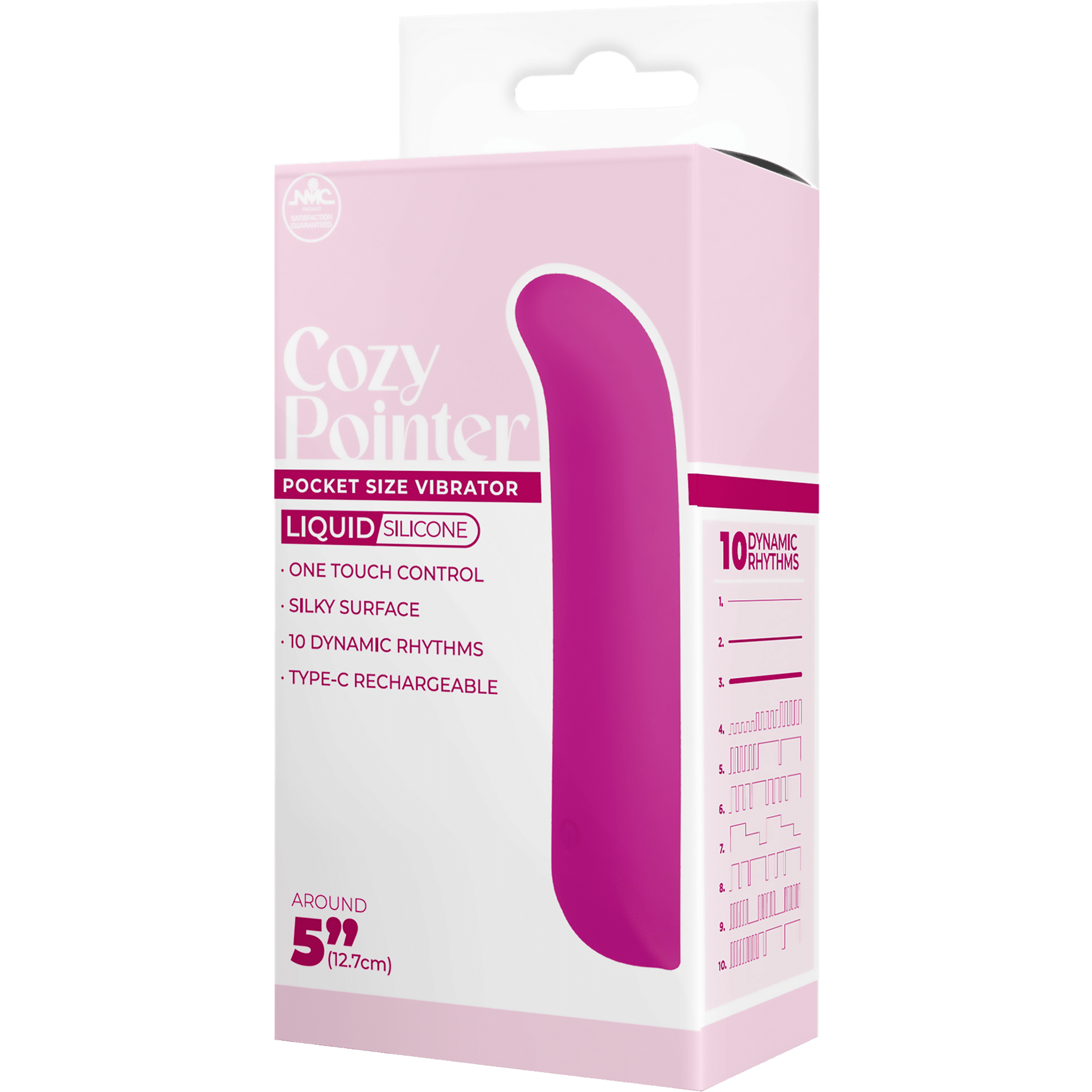 "NMC" - Silikoninen 10-toimintoinen taskukokoinen vibraattori vaaleanpunainen