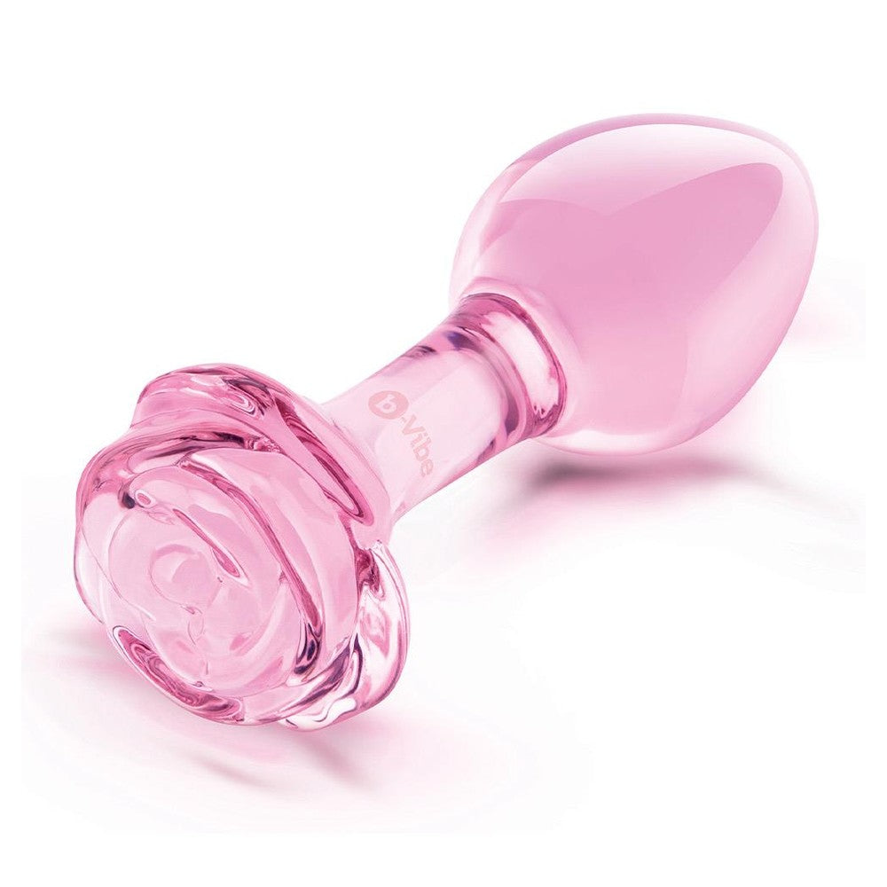 Pink Roses Glass Butt Plug Training Set