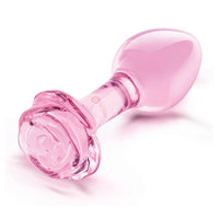 Pink Roses Glass Butt Plug Training Set