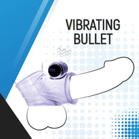 Tpe Penis Sleeve With 10 Dynamic Rhythms Vibrating Bullet Clear