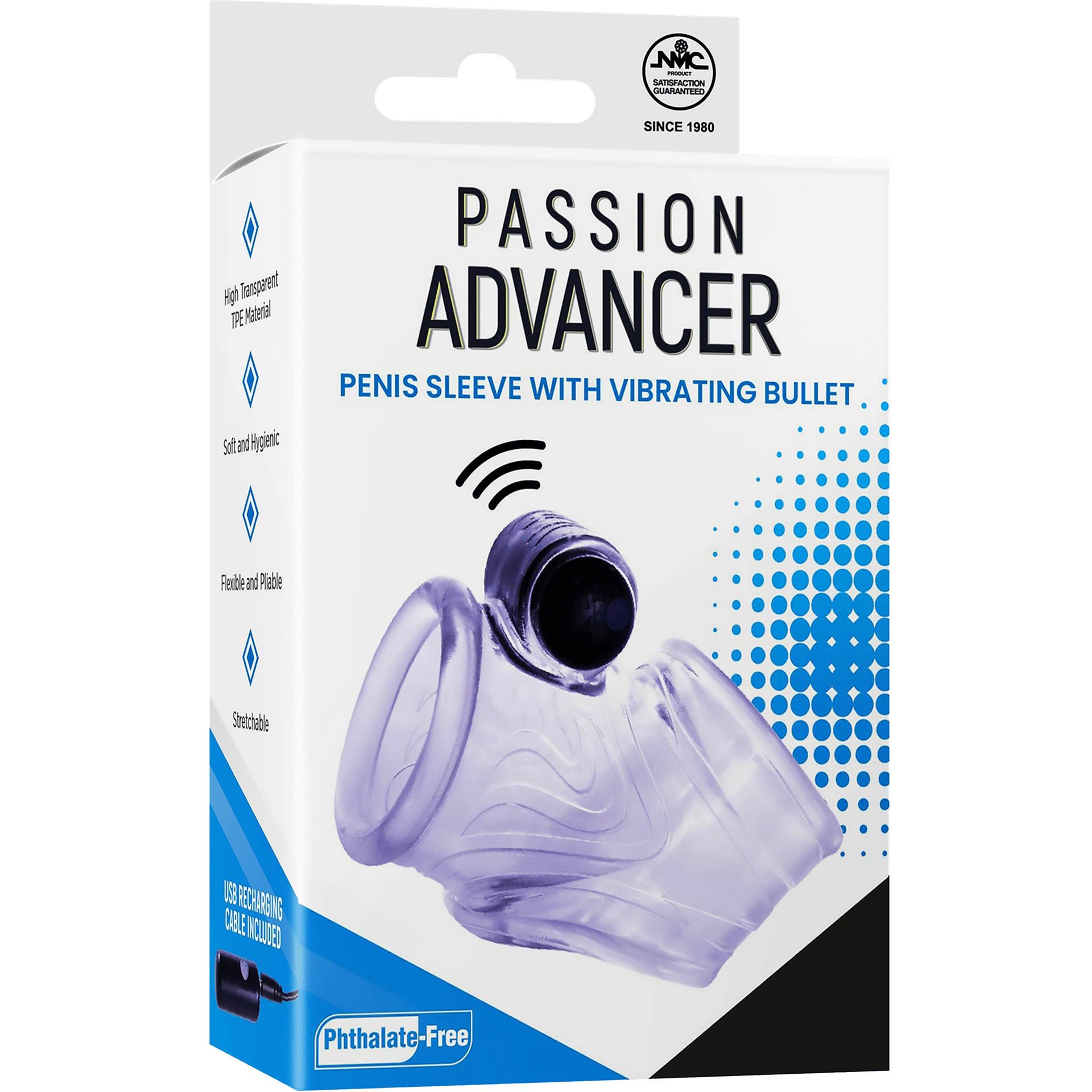 Tpe Penis Sleeve With 10 Dynamic Rhythms Vibrating Bullet Clear