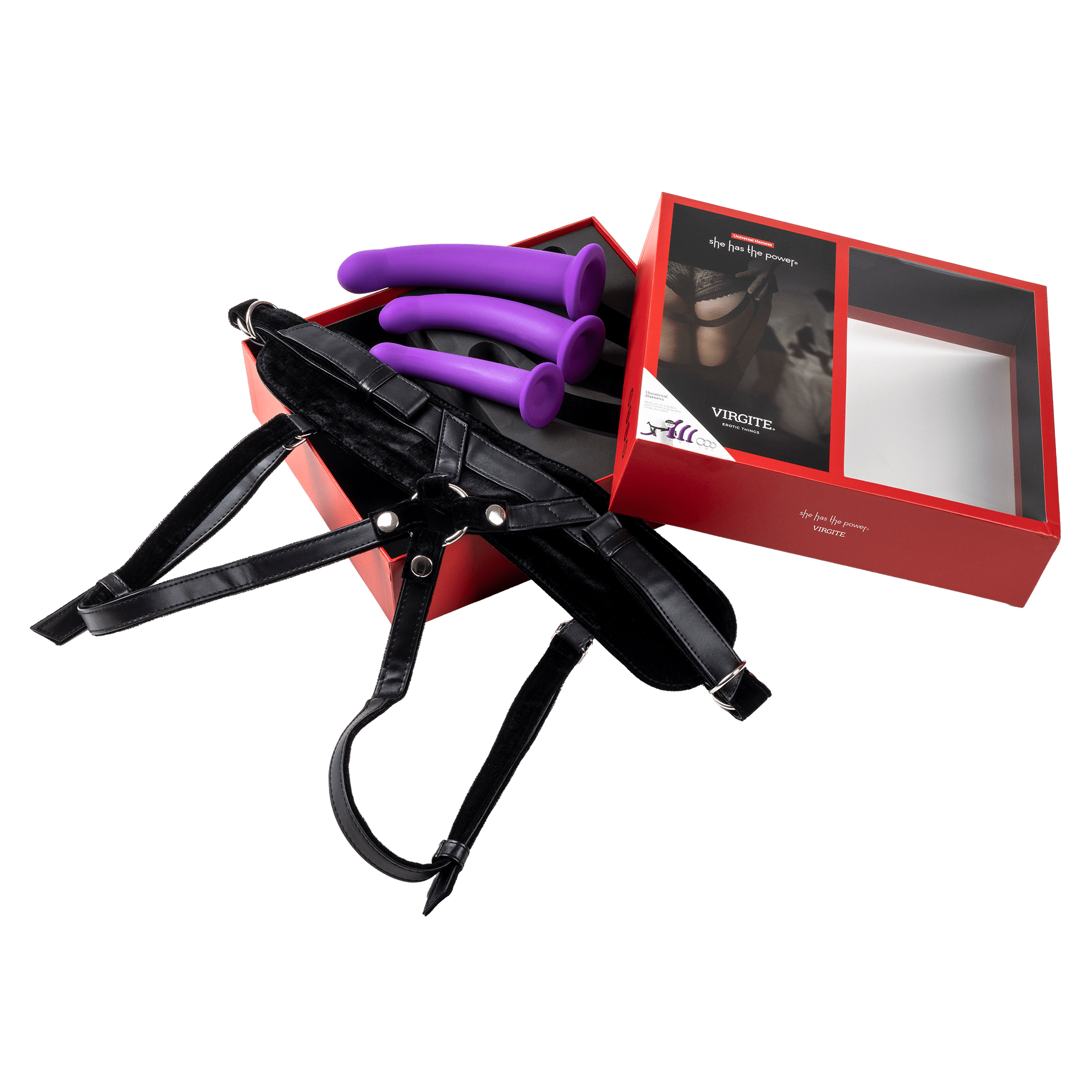 Universal Harness With Purple Dildo Set Sizes S M L Purple