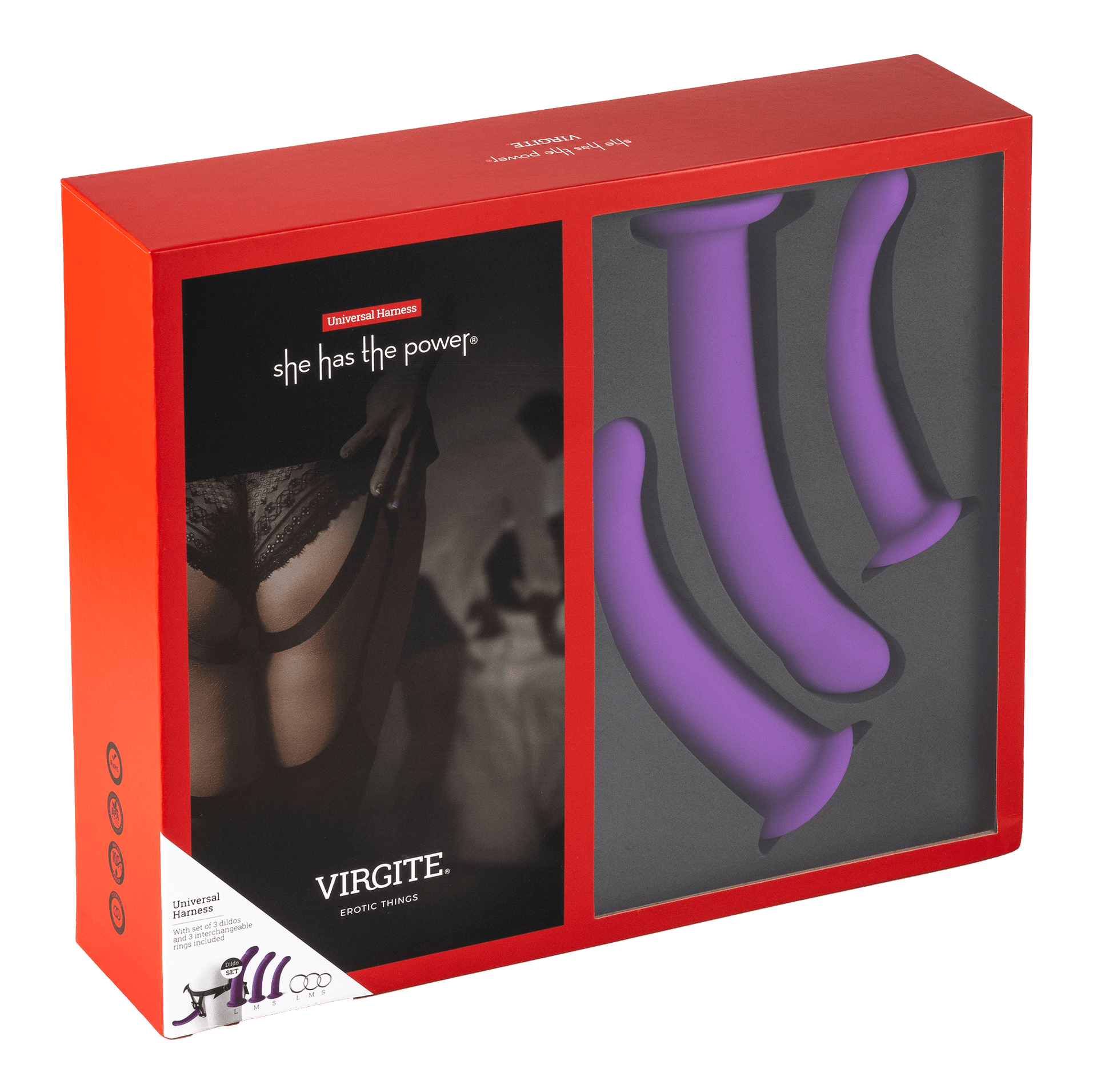 Universal Harness With Purple Dildo Set Sizes S M L Purple