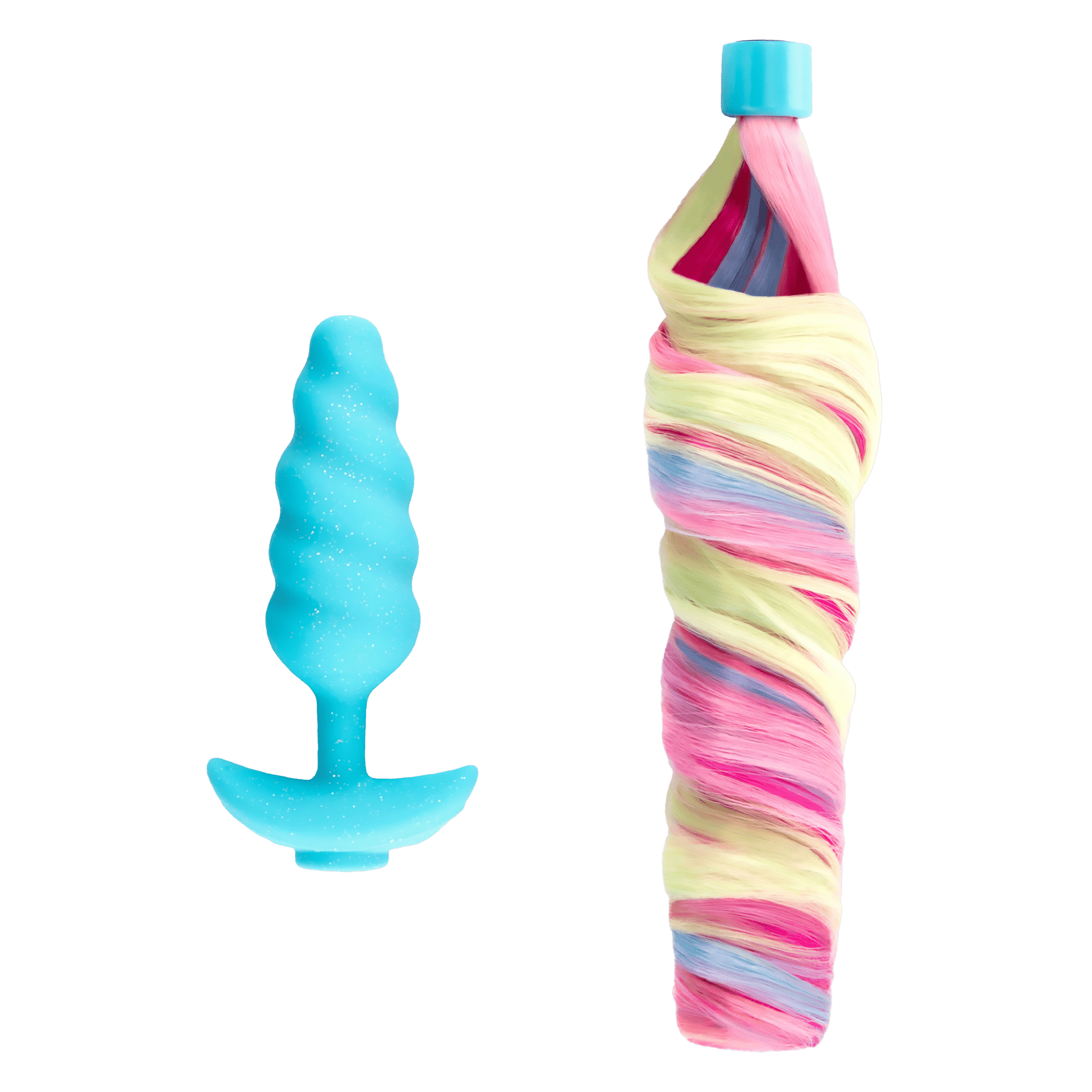 Värisevä anaalitappi värikkäällä hännällä