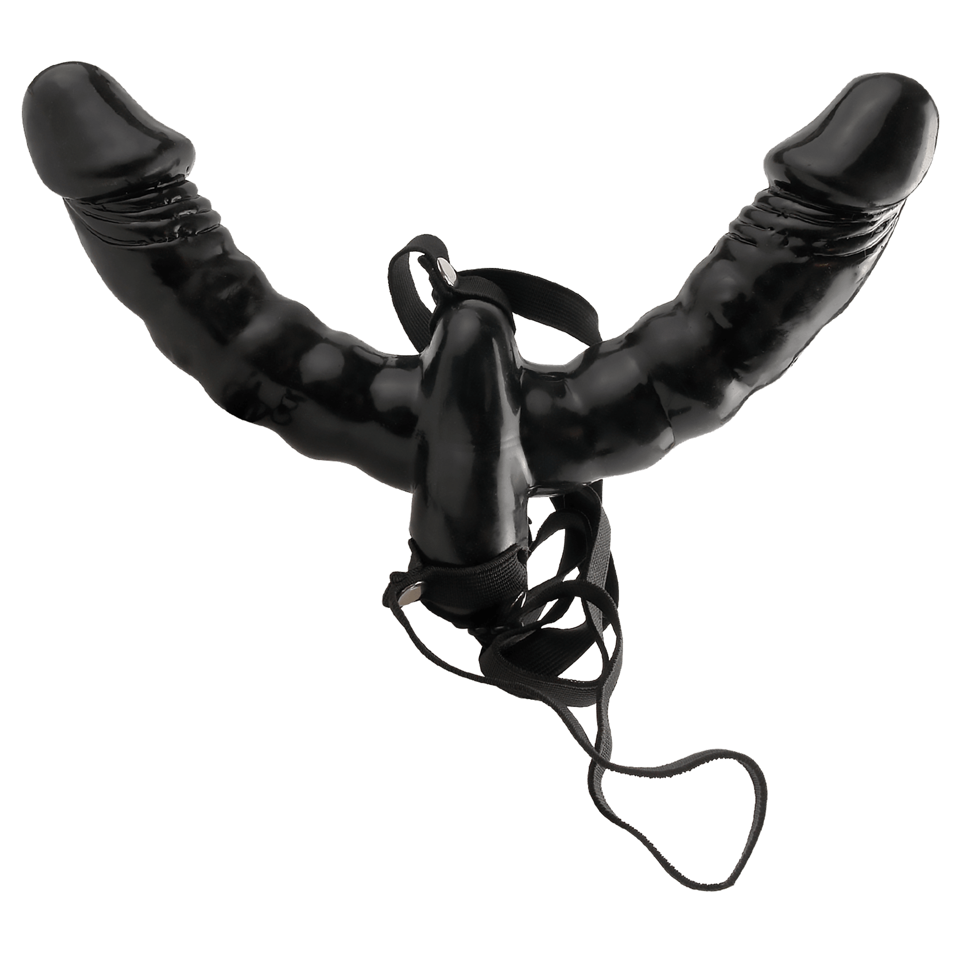 Vibrating Double Delight Strap-On Black