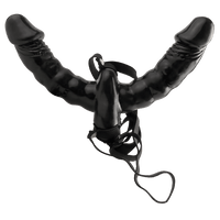 Vibrating Double Delight Strap-On Black